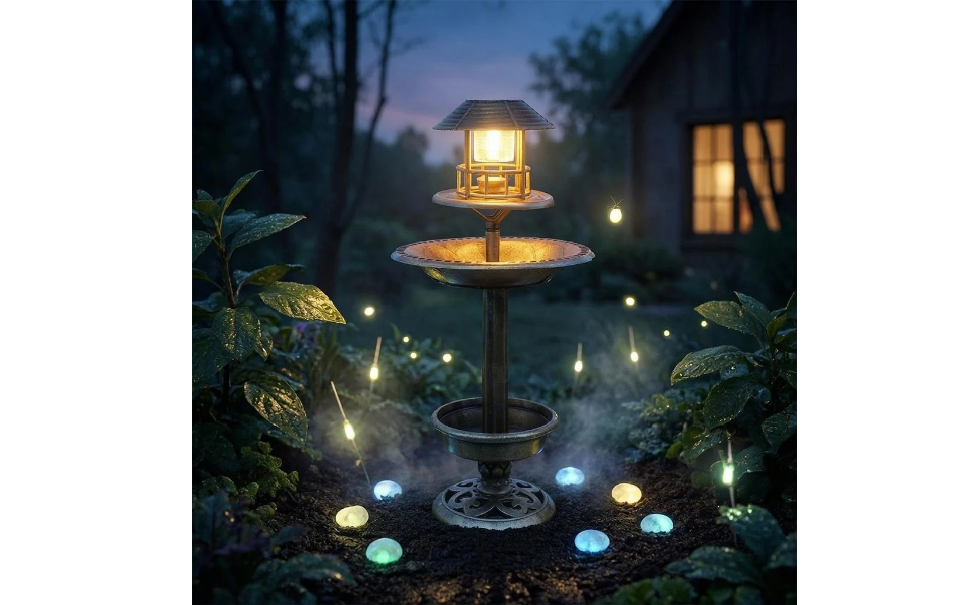 Decorative Birdbath Combo Scalloped Solar Bird Bath Garden Decor PP Plastic for Outdoor Decorative Birdbath Combo Scalloped Solar Bird Bath Garden Decor PP Plastic for Outdoor