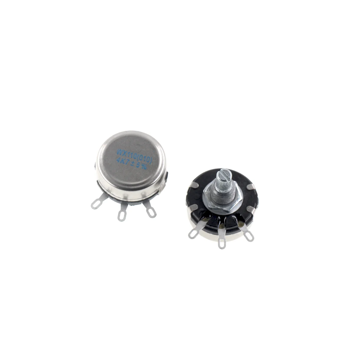 2PCS WX110 (010) 6mm Round Metal Shaft Single Turn Wire resistor Wound Potentiometer 1k 2.2k 3.3k 4.7K 5.6k 6.8k 10k 22k ohm