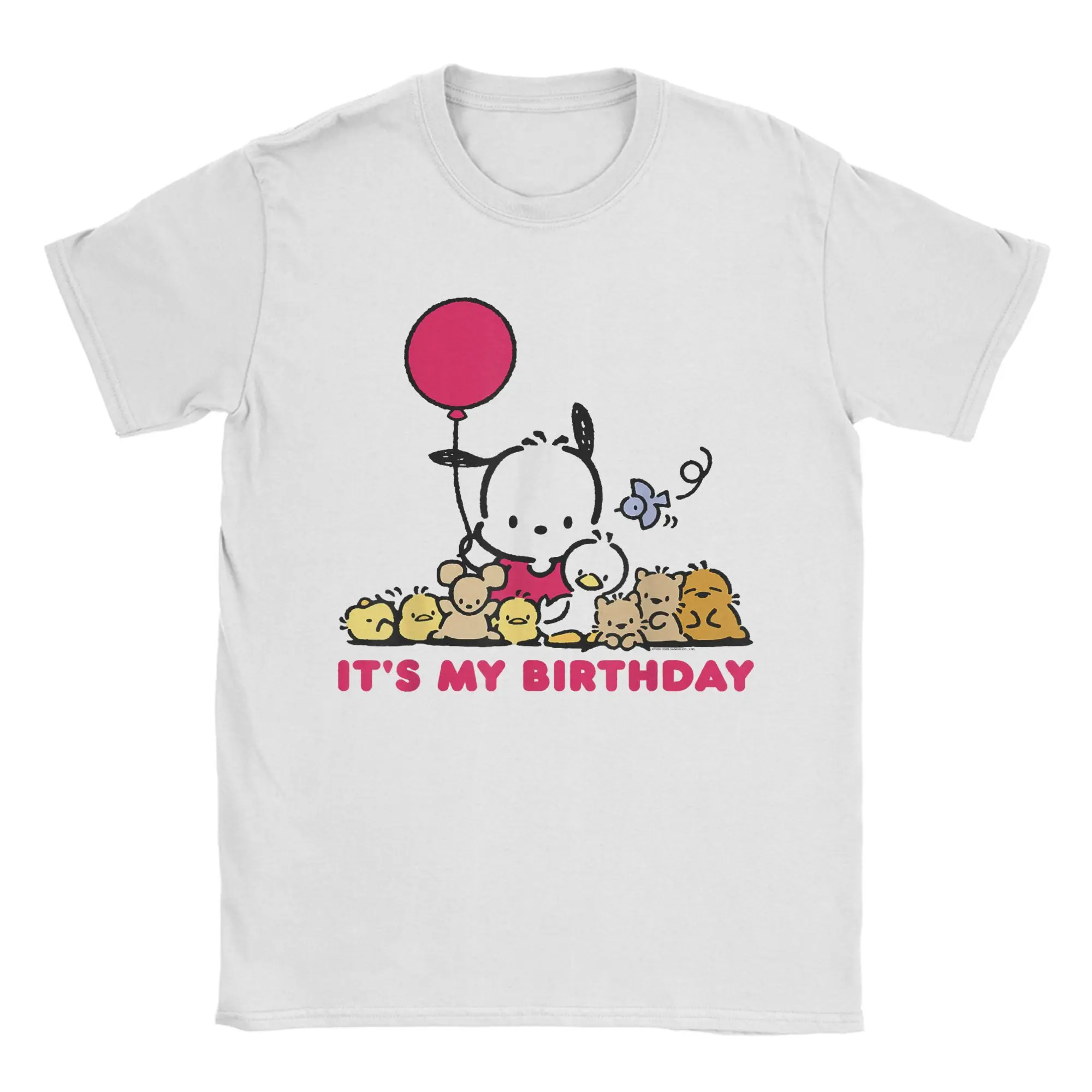 تي شيرت Pochacco It's My Birthday ملابس قطنية نقية مضحكة بأكمام قصيرة وفتحة رقبة مستديرة تي شيرت وصل حديثًا