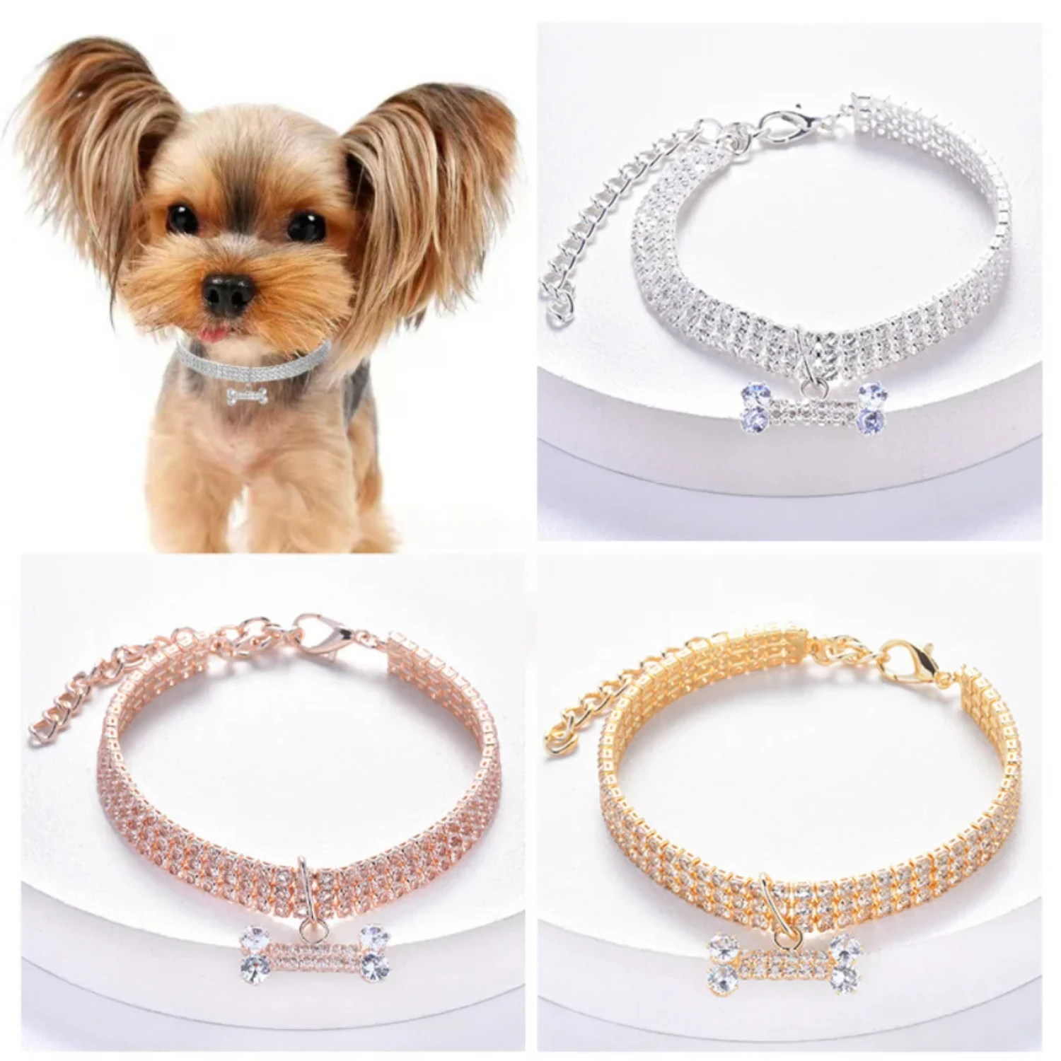 

Stunning and Luxurious Adjustable Copper Cat Collar - Exquisite High-quality Zircon Rhinestone Dog Necklace - Stylish, Elegant P