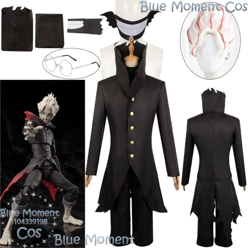 

Dandadan Turbo Granny Okarun Cosplay Costume Wig Black Battle Uniform Silver Glasses Occult-kun Halloween Party RolePlay Man Cos