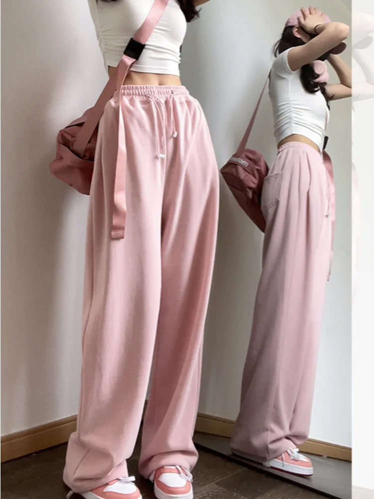 

HOUZHOU Kpop Y2K Pink Baggy Jogger Sweatpants Women Hippie Streetwear Oversize Sports Pants Casual Solid Wide Trousers Harajuku