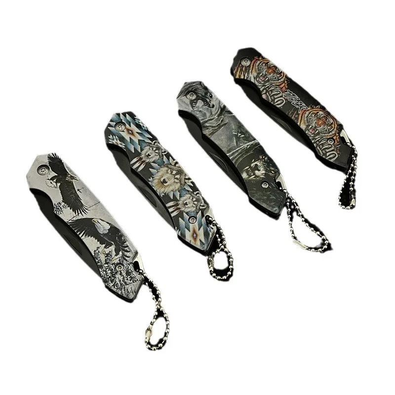 Stainless Steel Folding Knife PP Handle Paring Knife Small Kitchen Fruit Knife Outdoor Camping Meat Cutting Folding Knife Tanto