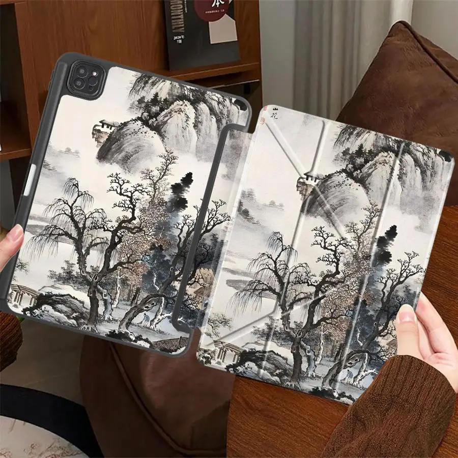 

Holder Cover Tablet Case For iPad Air 4 5 M3 M2 M4 11inch Mini 6 7 Pro 11th 10th 9th 8th 7th 12.9inch Pro 2025 Guofeng Mountain