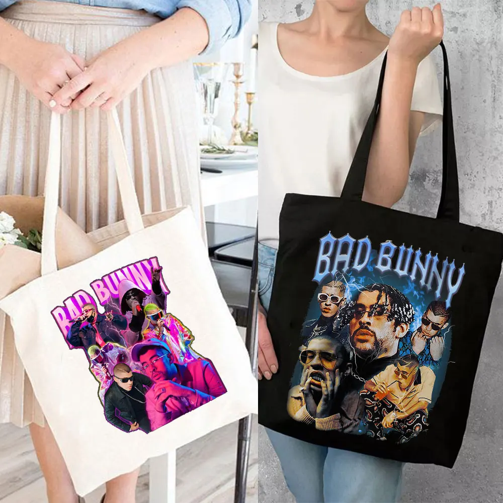 Saco Comprador Dobrável Bad Bunny, Bolsas De Ombro De Lona, Saco De Praia, Álbum De Música, Bolsas De Compras, Bolsas Eco, UN VERANO SIN e TI