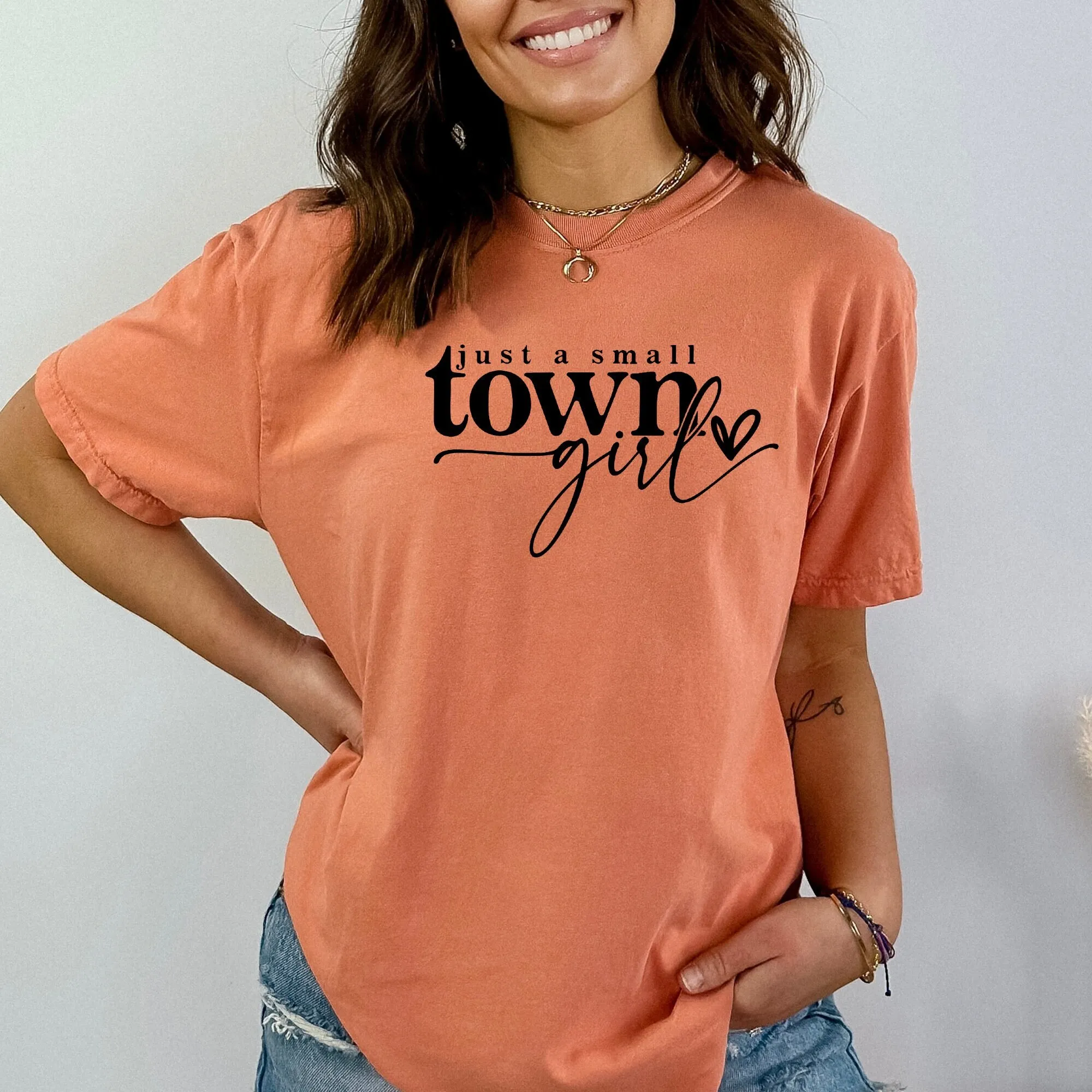 Comfort Color Just A Small Town Girl T Shirt Smaal Wild West Cowboy Young Woman Funny