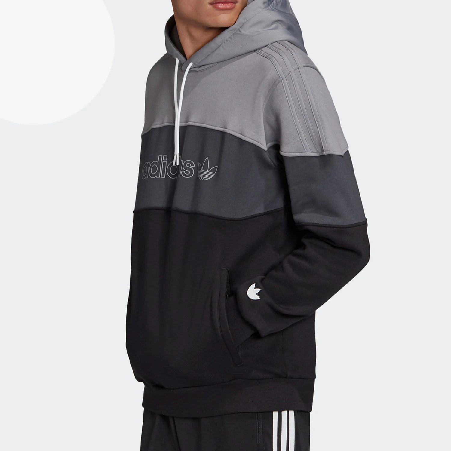 

Мужская модная флисовая толстовка с капюшоном Adidas Authentic Trefoil Color Block GD5796