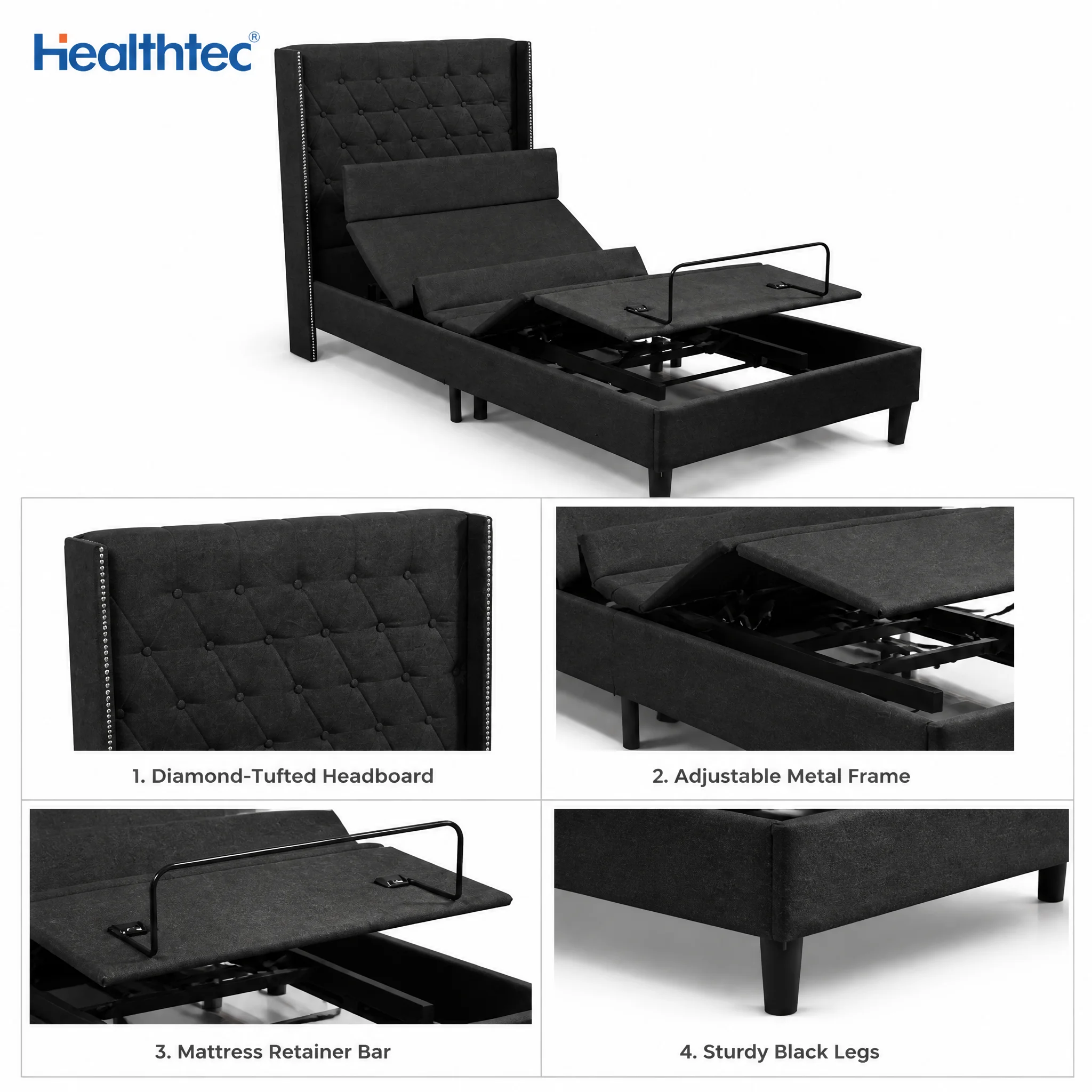 Foshan Modern Metal Frame Sleep Monitoring System Vibration Massage Electric Smart Adjustable Bed