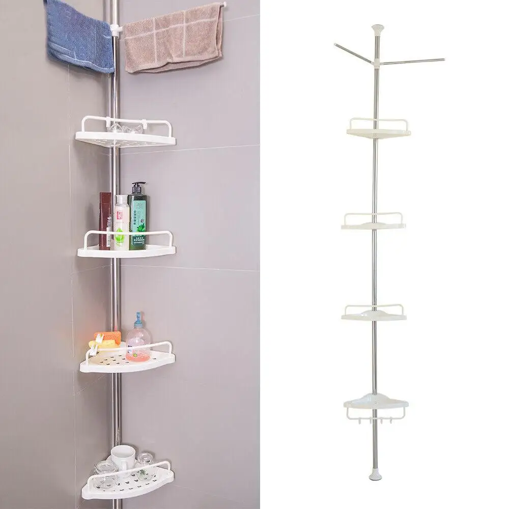 

Bath Bathroom Shower Caddy Corner Storage Rack Wall Shelf Pole Organizer 4 Layer