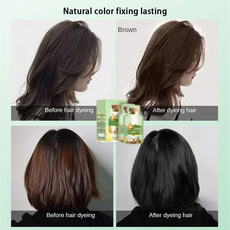 Pure Natural Hair Dye Shampoo Change Hair Color Cover Gray Hair White Hair Bubble Plant Hair Dye Hair Care