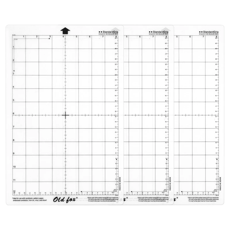 

3Pcs Replacement Cutting Mat Adhesive Mat With Measuring Grid 8 By 12-Inch For Silhouette Cameo Cricut Explore Plotter Machine