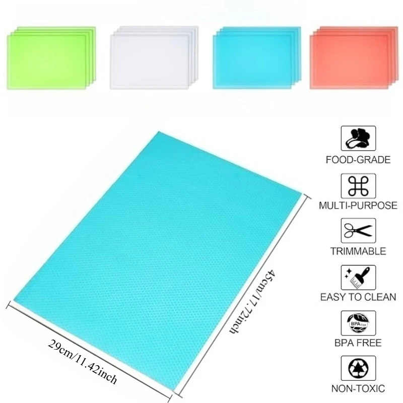 4PCS Refrigerator Mats Washable Fridge Mats Liners Easy To Clear Fridge Pads Mat Shelves Drawer Table Mats Refrigerator Liners
