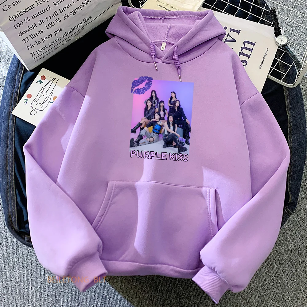 Purple Kiss Hoodies Women/Men Clothing Casual Long Sleeve Hooded Sweatshirts  Band Graphic Printing Pullovers with Hooded