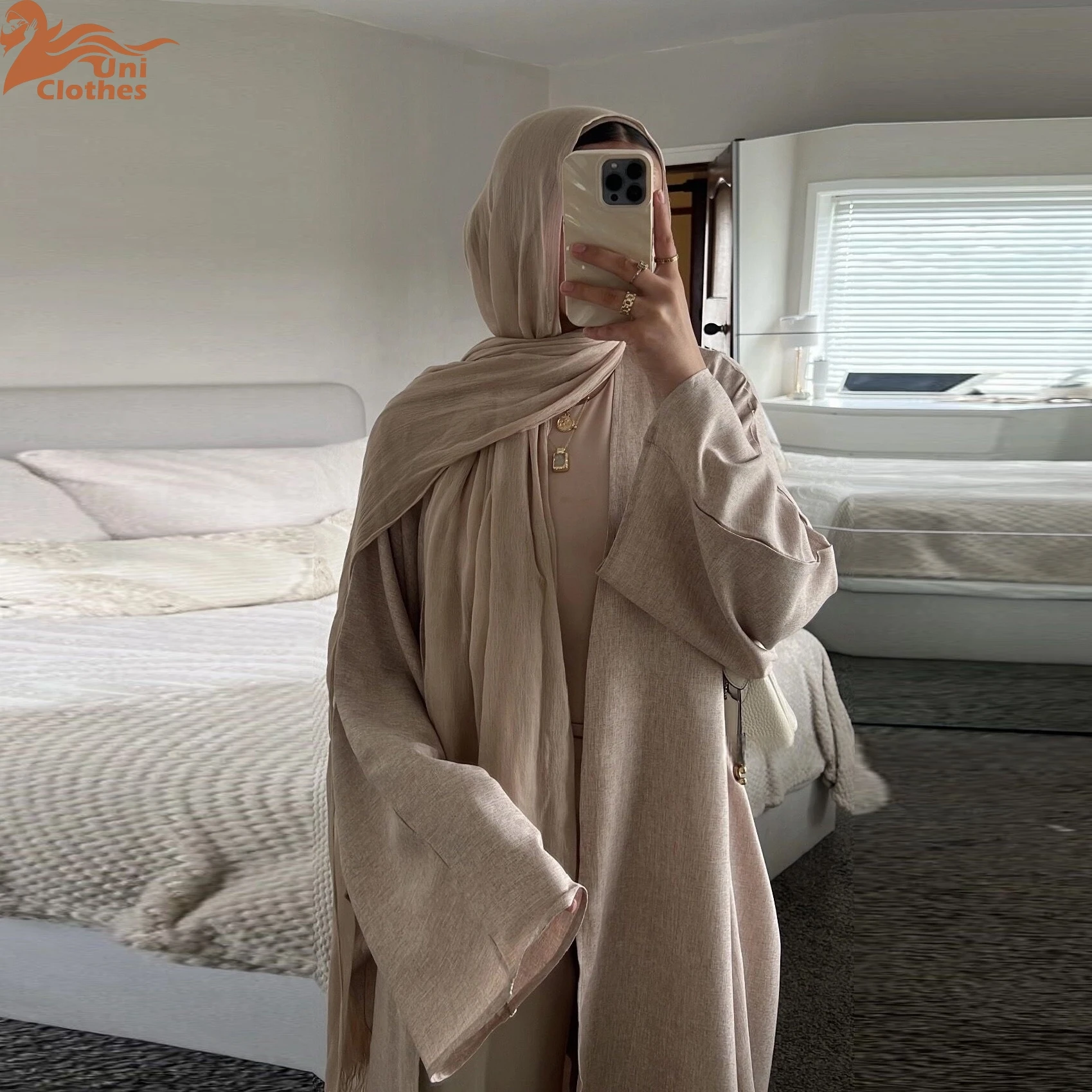 abaya ethnic style print long sleeve coat Cotton and Linen Comfortable Cardigan Robe Muslim Arabic Women's spring/Summer MQ116