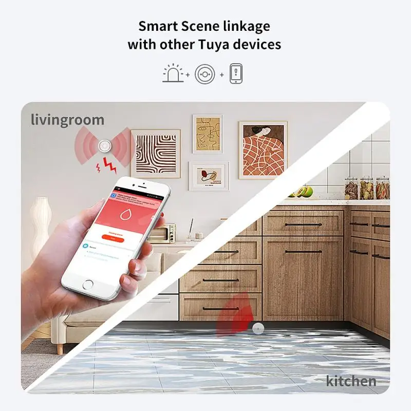Aubess Tuya ZigBee Water Immersion Sensor Water Leak Detector Support Real-time,Scene linkage,Voice Control Alexa Google Home 