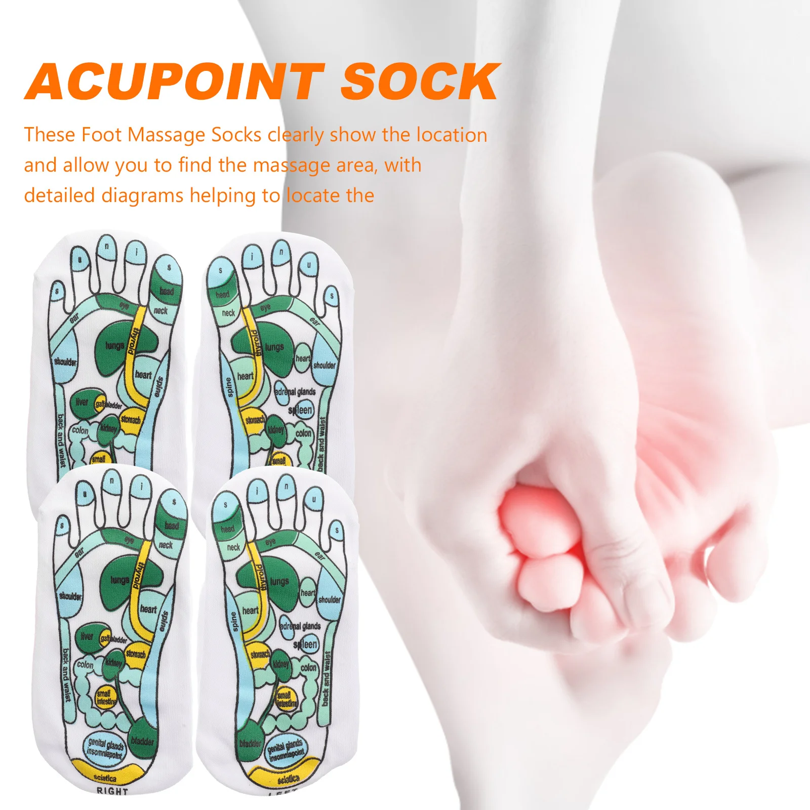 

2 пары носков для акупрессуры, дышащие удобные инструменты для массажа ног, рефлексологии для начинающих, инструменты для рефлексологии