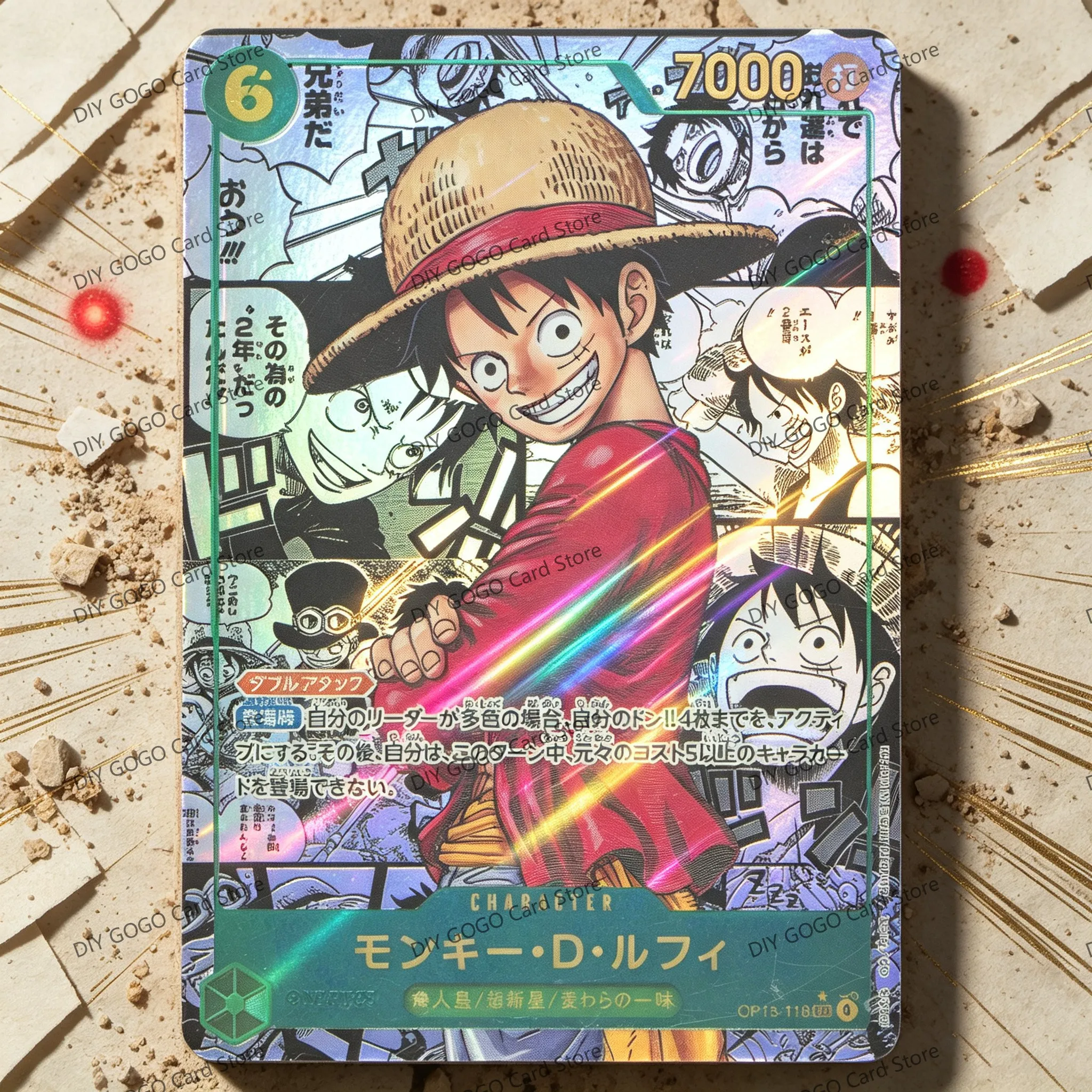 DIY 2025 ONE PIECE MONKEY D. LUFFY JP OP13-CARRYING ON HIS WILL #118 MANGA ALTERNATE ART10 Points Rating Gift Display Copy Card