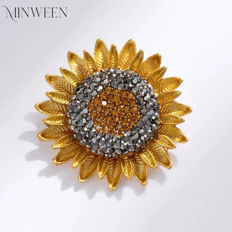 

MINWEEN Sunflower Brooch Crystal Flower Brooch Accessories For Women Wholesale