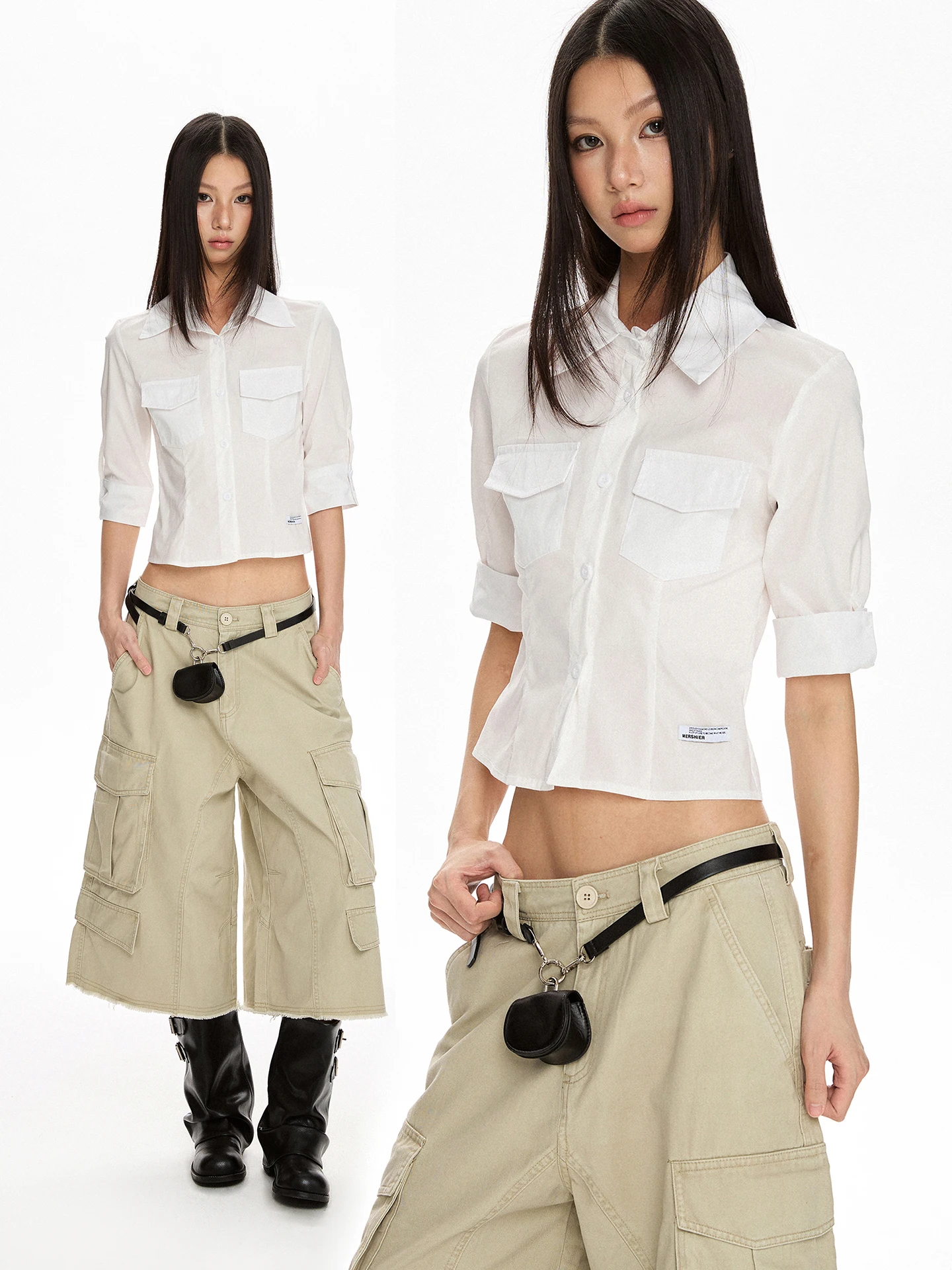 

Женская укороченная рубашка VATTY в американском ретро-стиле, приталенная, универсальная, с эффектом коррекции фигуры, из смесового хлопка