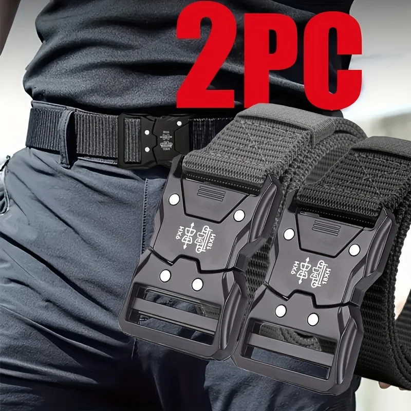 2 Men's Adjustable Belts - Durable PP Material, Embossed Design, Perfect for Casual Wear, Outdoor Sports, And Training,