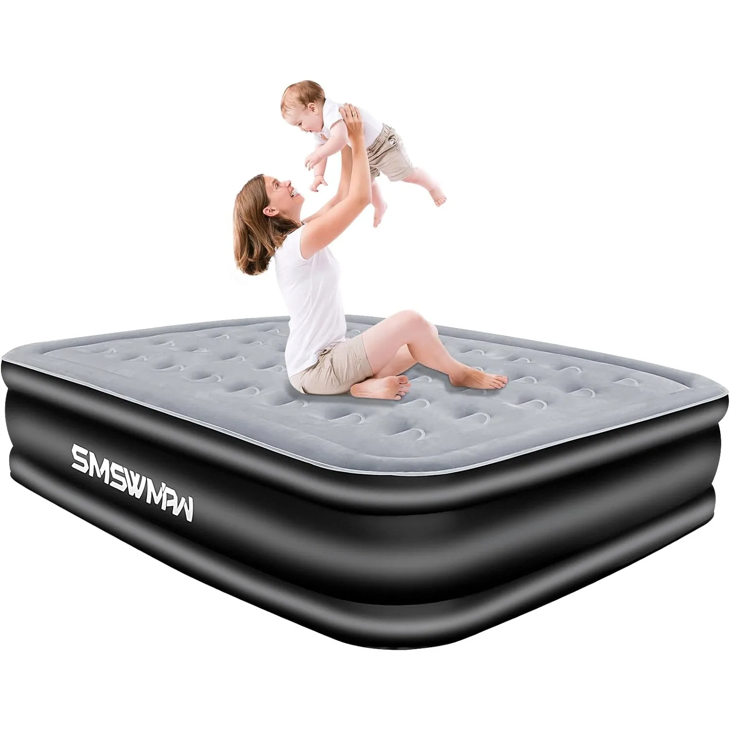 

Air Mattress, Queen Air Mattress with Built in Pump, 18" Elevated Mattress with Self-Inflation, Comfortable Flocked Top Air Bed