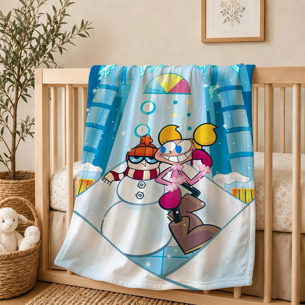 Cartoon D-Dexter's L-Laboratory Blanket For Soft Warm Knee For Bedroom Living Room Bed Sofa Camping Picnic Office Gift