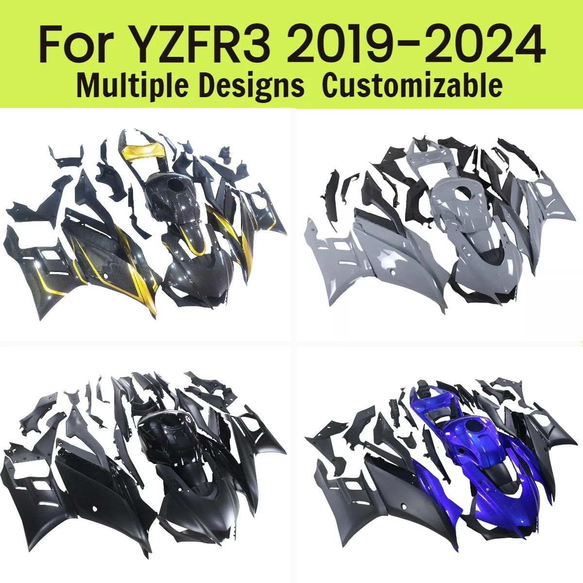 

For YAMAHA YZFR25 R3 2019-2024 Fairings Aftermaket YZFR3 R25 19-24 Motorcycle Bodywork Fairing Kit Injection Cowling
