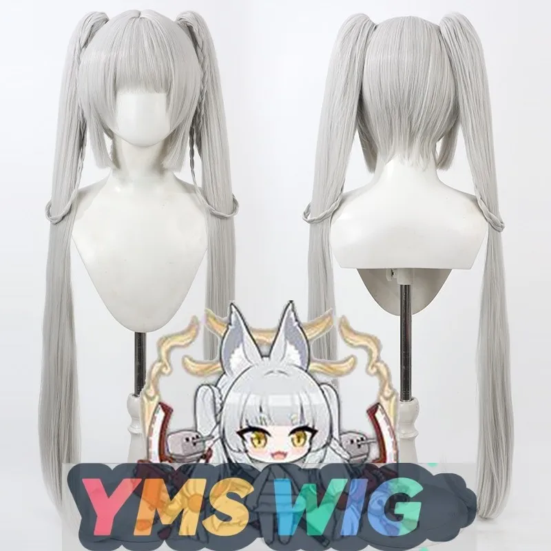 【YMS WIG】Azur Lane New SR Ship Girl Asagi Cosplay Perücke Silber Weiß Doppel Pferdeschwanz Original Haut Perücke