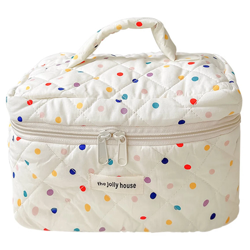 Colorful Polka Dots Cosmetic Zipper Pouch Large Capacity Toiletry Bag Makeup Organizer Storage Bag for Women and Girls