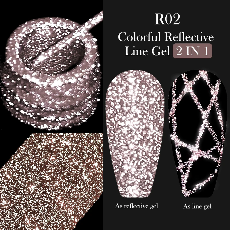 LIToxic-Verhéritage à Ongles Semi-continu UV Français, Gel de Peinture à Lignes Pailletées, Casting Glitter, Rose Gold, N64.Art, Rotterdam, 5ml