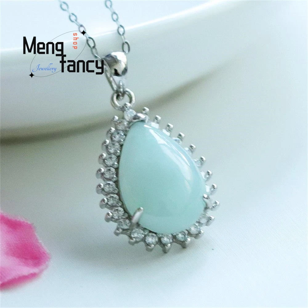 S925 Silver Lnlaid Jadeite Exquisite Elegant Simple High-grade Pendant Water Drop Luxury Quality Fashion Jewelry Holiday Gifts