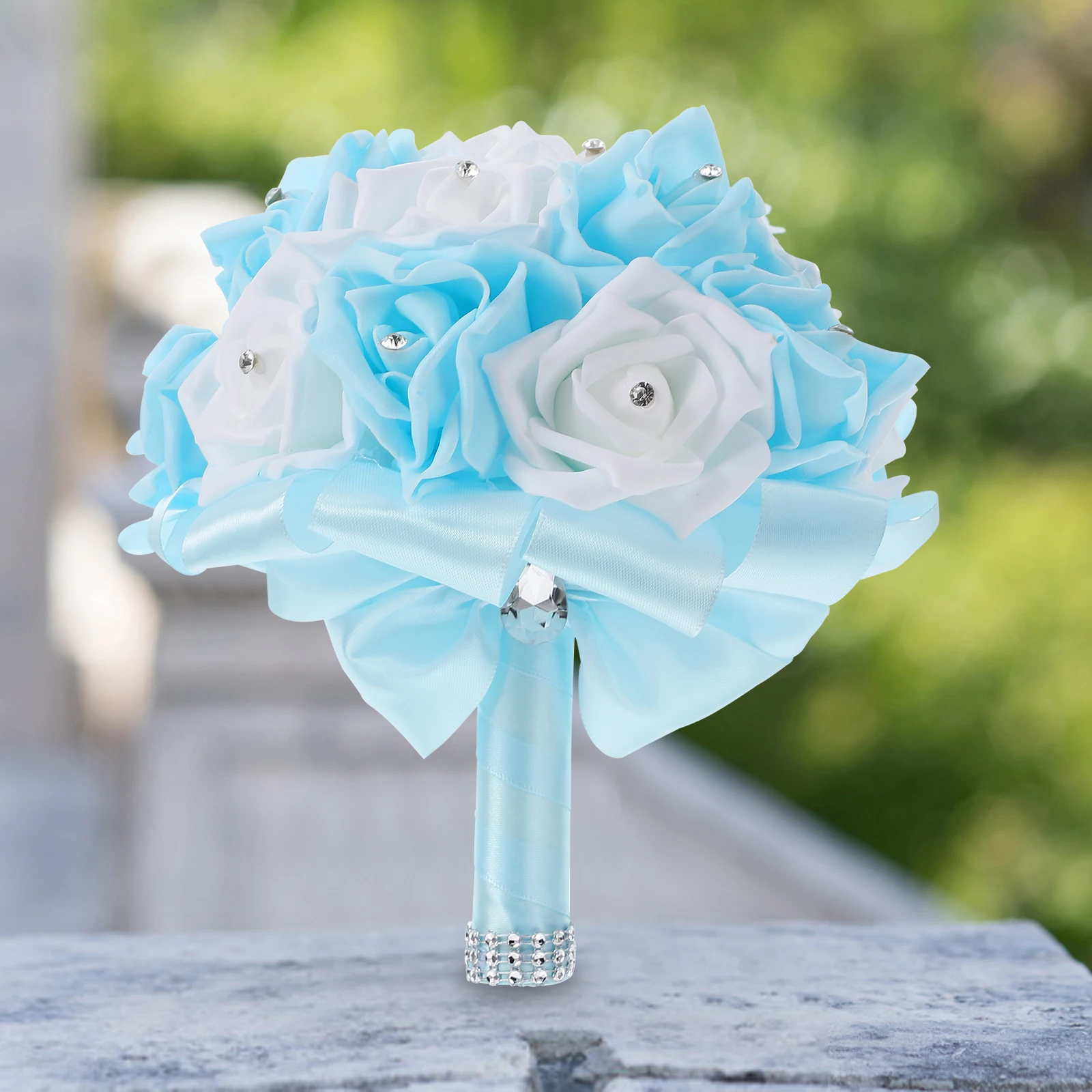 

Rhinestone Bouquet Bride Wedding Bridal Shower Decor Delicate Artificial Flower Bridesmaids Rose Bouquets Party Prom Stage