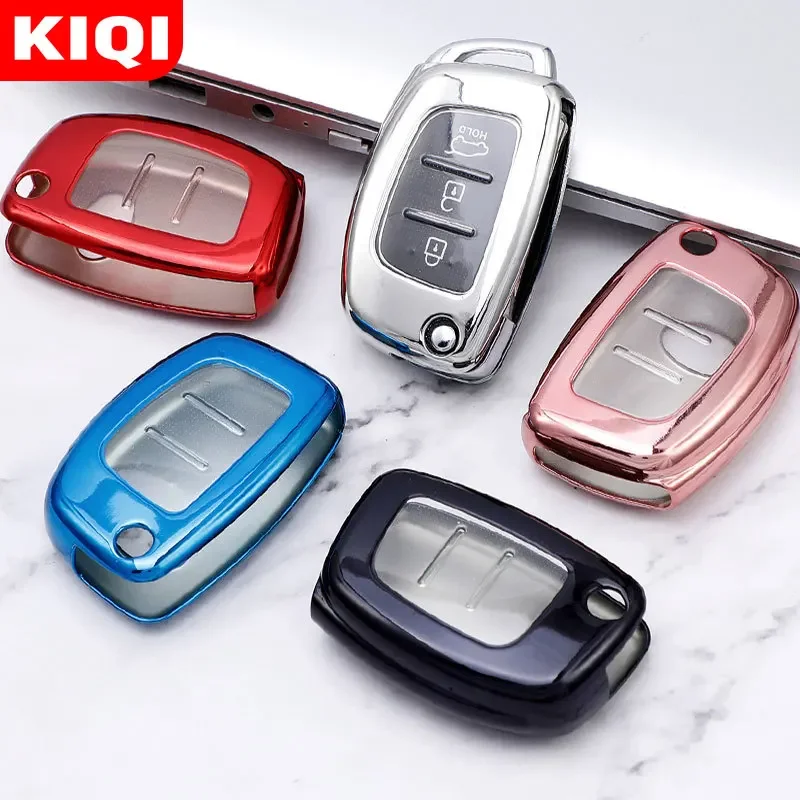 TPU Car Folding Key Case Cover Keychain for Hyundai ix25 ix35 i10 i20 Solaris Tucson Sonata Santa Fe Sport Elantra Creta Verna