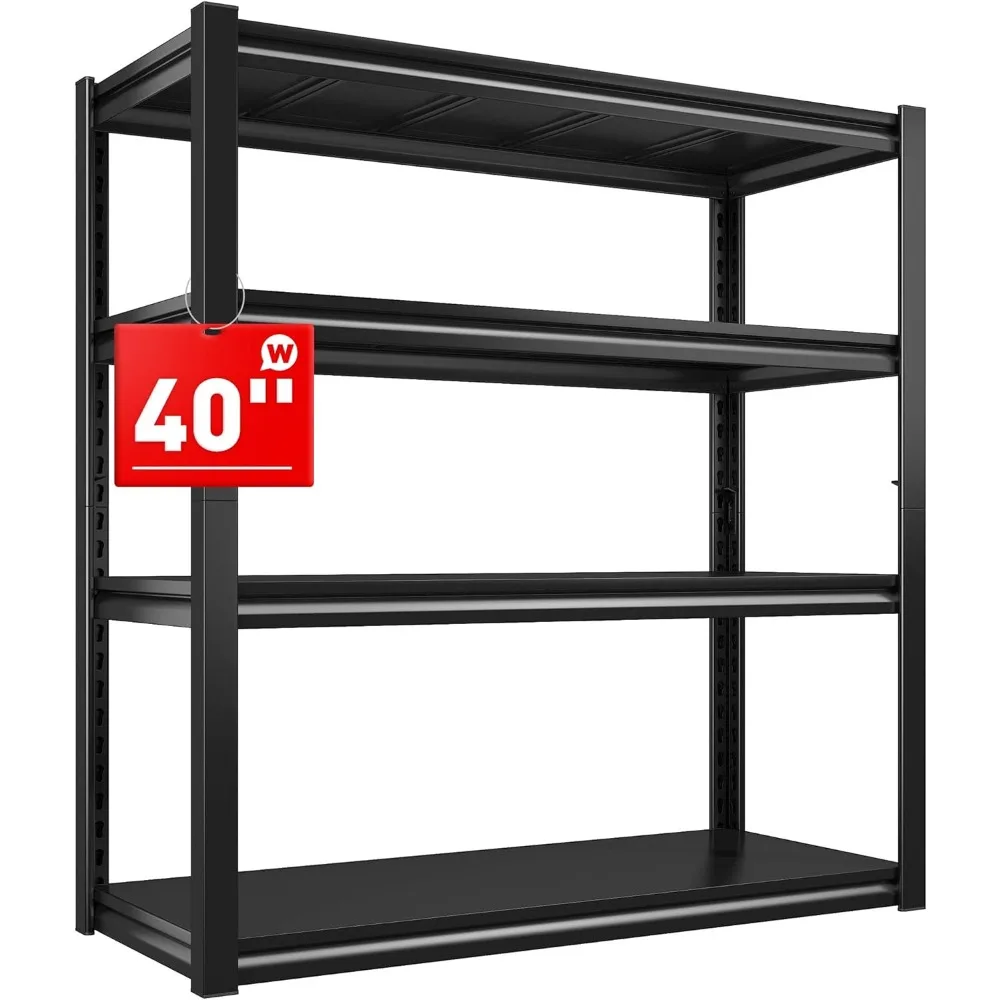 

40" W Garage Shelving Heavy Duty Storage Shelves 56.9" H Metal Shelving Heavy Duty Load 1600LBS Adjustable Metal Shelves for St