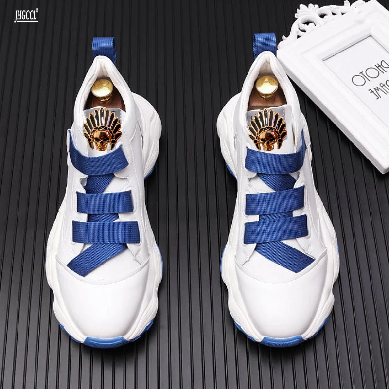 Triple comfortabl Fashion Men Yellow Casual Shoes High Top Lace Up Trending Man Leisure Shoes Platform Hip Hop Zapatos White A3s