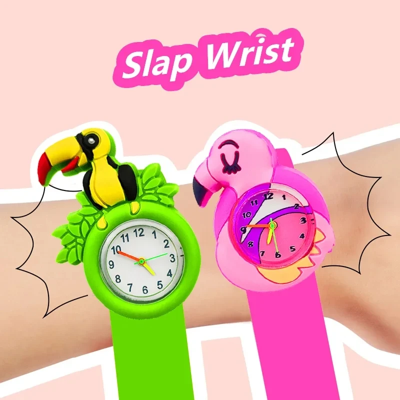 Baby Birthday Gift Children Toys Watches Cartoon Owl, toucan, flamingo Kids Watch Bracelet Parents Give Child Best Birthday Gift