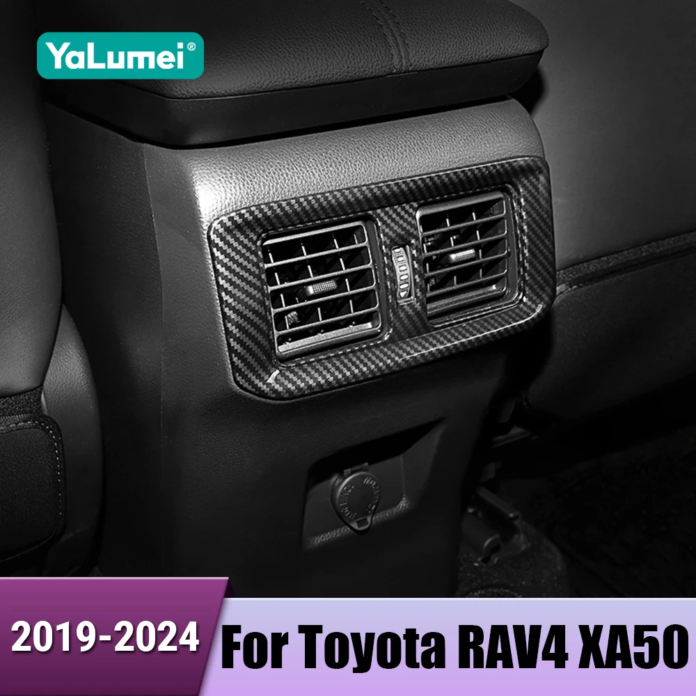 Edelstahl Auto Hinten Klimaanlage Vent Outlet Rahmen Abdeckung Trim Für Toyota RAV4 XA50 2019 2020 2021 2022 2023 2024 Hybrid