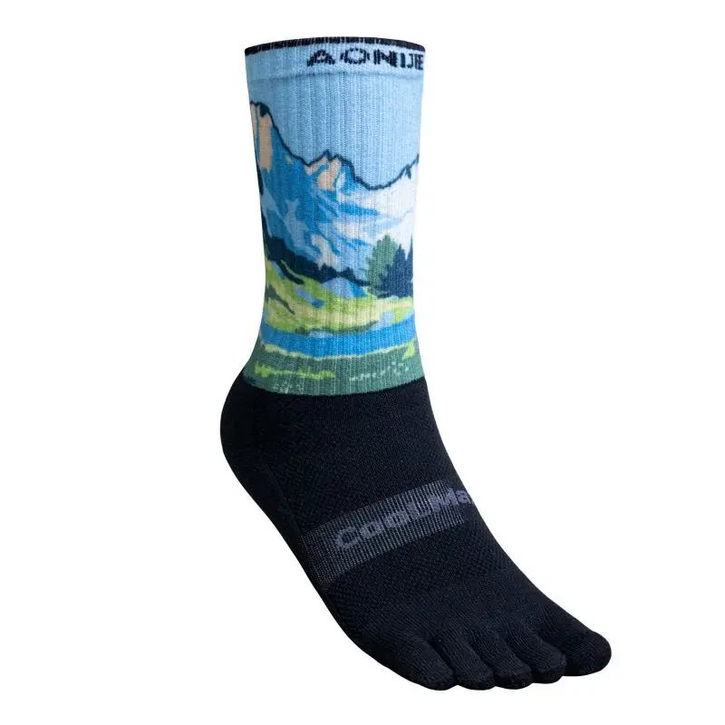 AONIJIE-Calcetines de cinco dedos para senderismo al aire libre, calcetín de tubo largo con absorción de impacto, para Trail Running y ciclismo, E4843