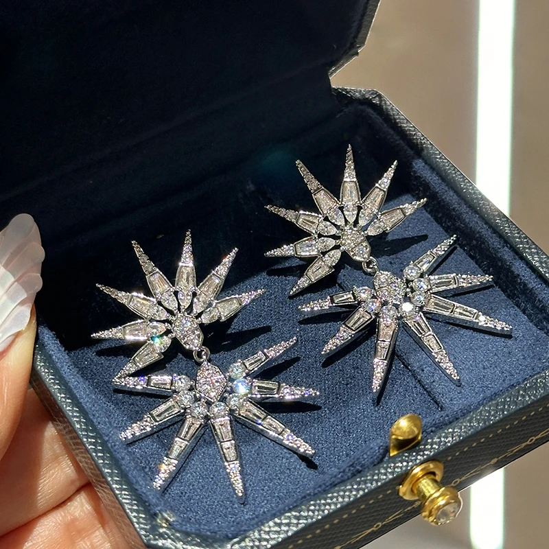 

Shiny double star earrings for women