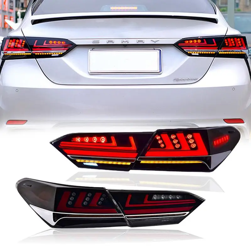 Smoked Taillights For Toyota Camry 2018-2021 LED Tail Lights Rear Lamp Start-up Animation Sequential Breathing Turn Signal