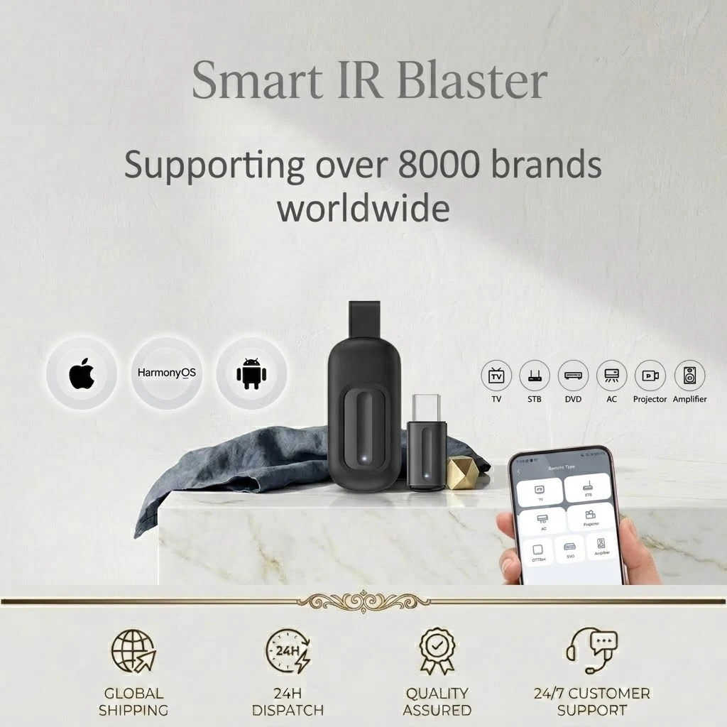 Universal Smart IR Remote Control for Android iPhone Type-C Mini Infrared Adapter for TV AC STB Projector No Battery Needed