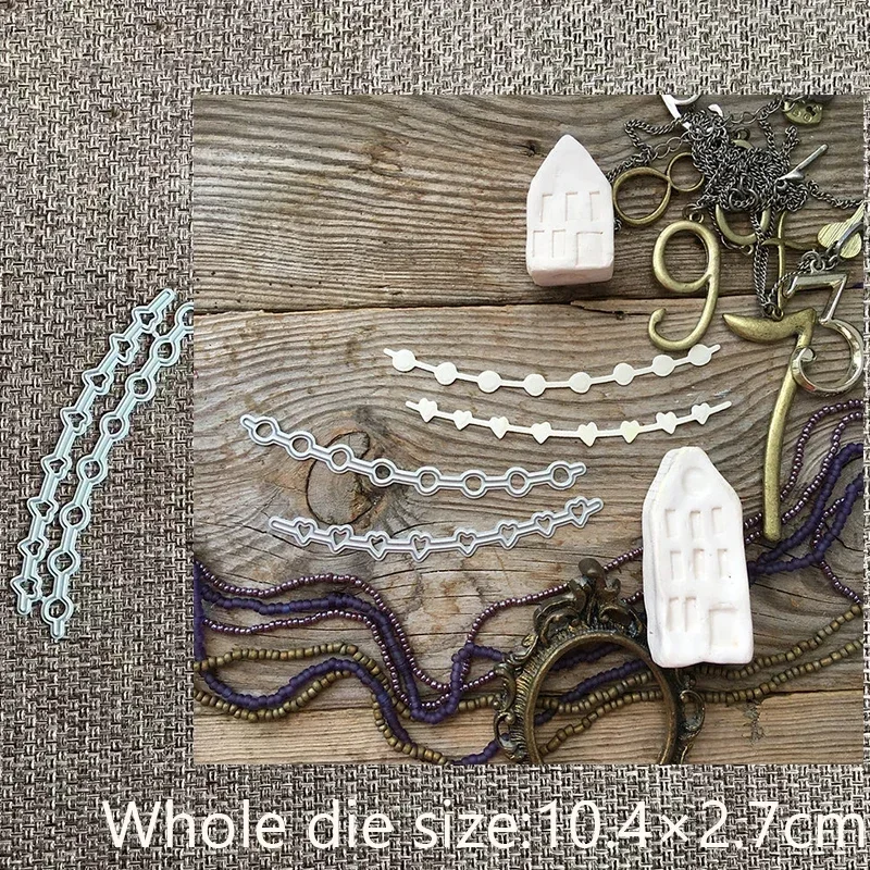 

Новый дизайн, металлическая вырубная форма-трафарет, 2 шт., для вырезания сердечек и цепочек, для скрапбукинга, альбомов, бумажных открыток, тиснения