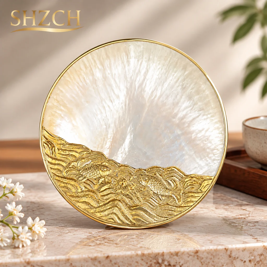 Natural Mother of Pearl Handmade Abalone Shell Tray Luxury Condiment Saucer Gourmet Restaurant Serving Platter
