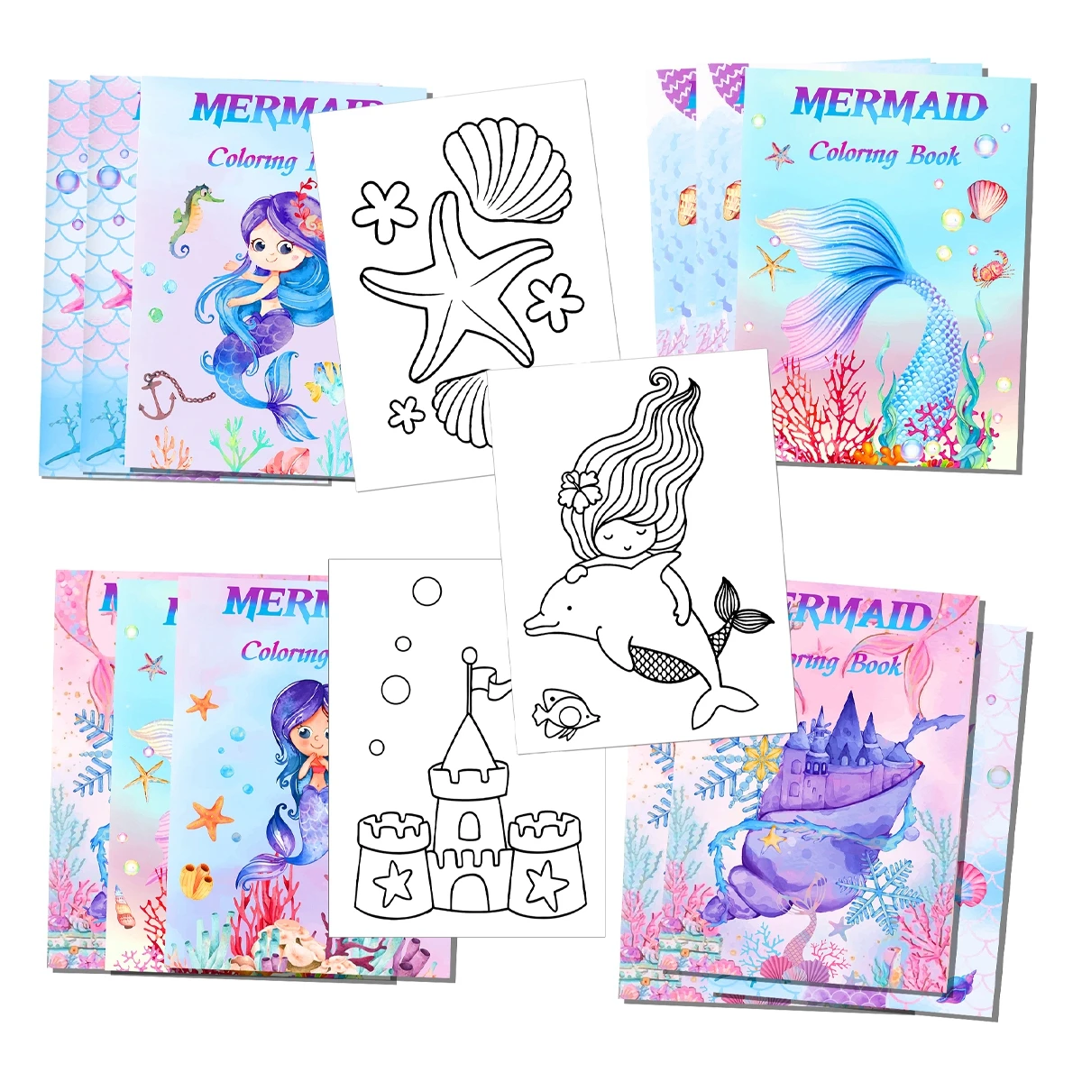 Mermaid Coloring Doodle Book Painting Little Mermaid Birthday Party Decor Kids Baby Shower Gift Under the Sea Party Activities