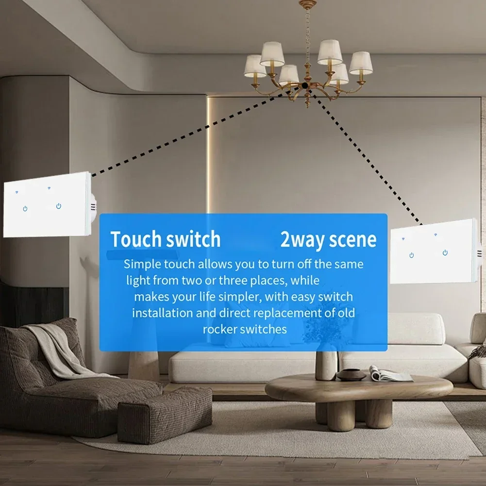 

A Wireless Solution Smart WiFi 2 Way Light Switch Featuring Voice Activation and Smartphone Remote Control Capabilities