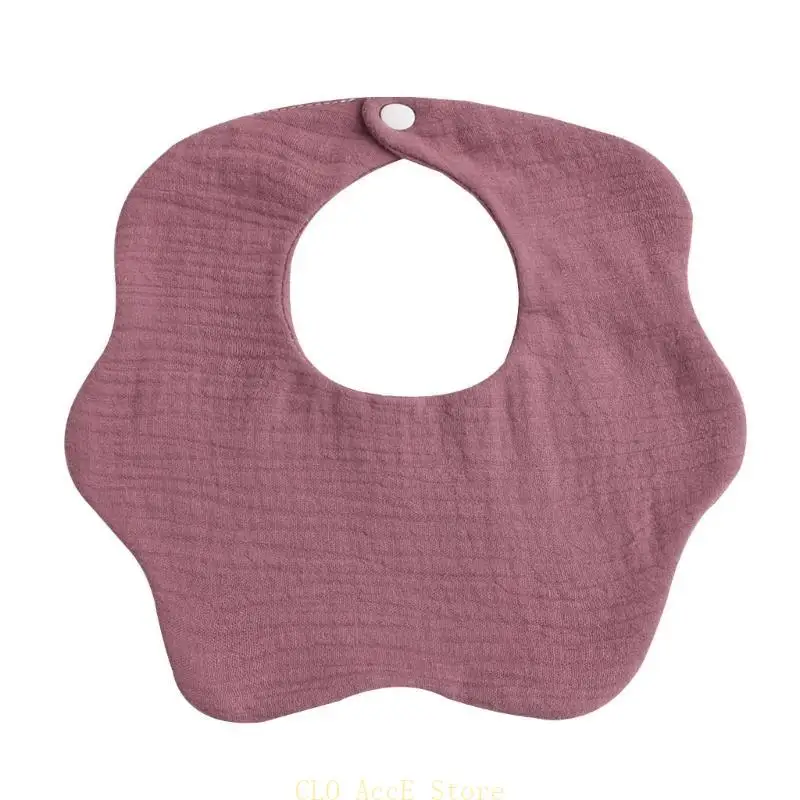 

16FE Baby Bibs Unisex Boy Girl Breathable Drooling Bib Petal Burp Cloth Snap Bibs Infant Teething Bibs Feeding Round Bandanas