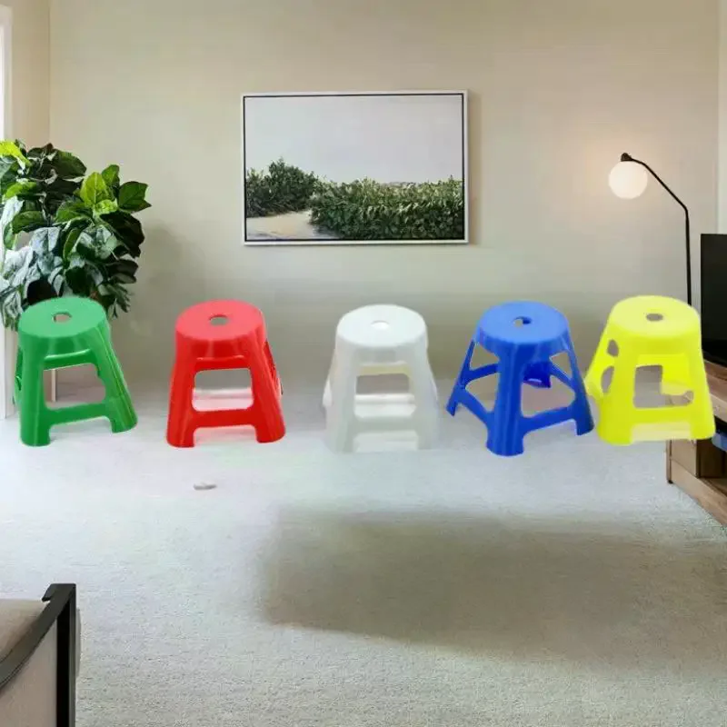 Simulation Mini Plastic Chairs; Five-Piece Dollhouse Furniture Set; Small Stool Models; 1/12 Scale Pretend Play Toy for Kids.