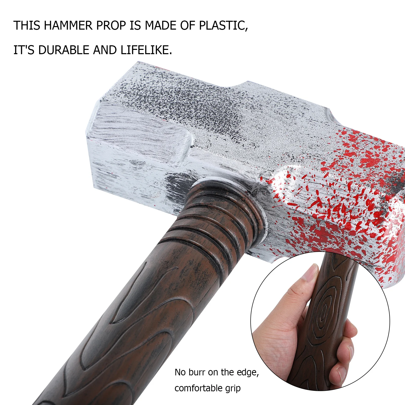 مطرقة لعبة الهالوين مع تأثير انسكاب الدم قطعة واحدة من أداة مزحة بلاستيكية كهدية للحفلات