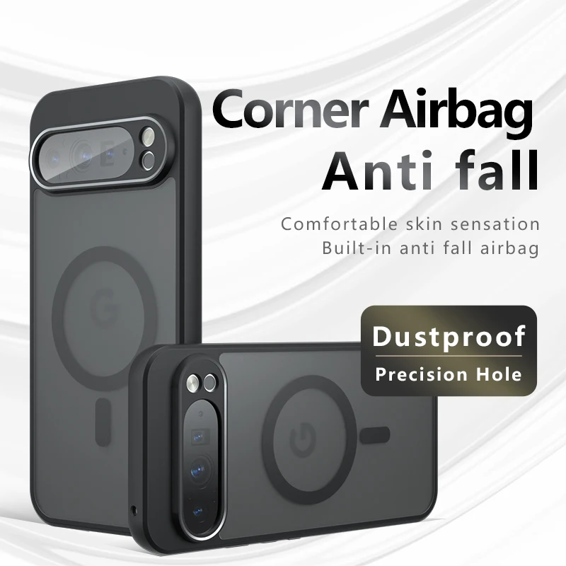 

Матовый прозрачный черный чехол для телефона Magsafe для Google Pixel 10 8 9 Pro XL 7A 8A 9A, мягкая силиконовая рамка, магнитный противоударный бронированный чехол