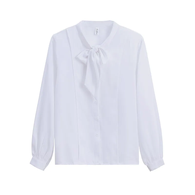 Women\'s Chiffon White Shirts Spring Long Sleeve Korean Temperament Blouses For Ladies Elgant Office Lady Work Wear Female Tops